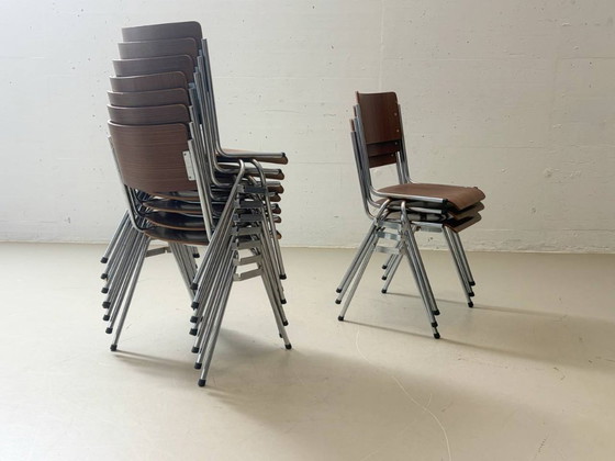 Image 1 of 6 vintage stapelstoelen met chromen frame, jaren 70