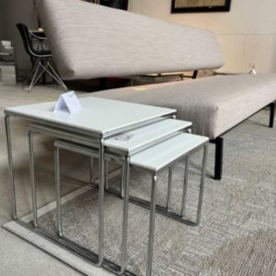 Image 1 of Martin Visser sofa bed model BR02. Reupholstered in a brown-beige fabric.