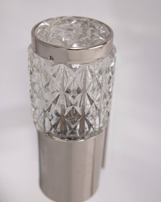 Image 1 of Coppia di Lampade da Parete Vintage Anni '70 Metallo e Vetro Design Targetti