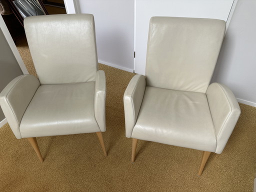 6 sillas de comedor de cuero Rolf Benz – eetkamerstoelen, Leather, Wood