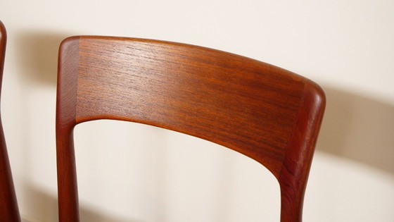 Image 1 of 4 x sedia da pranzo | Henning Kjaernulf | Teak | Rivestita