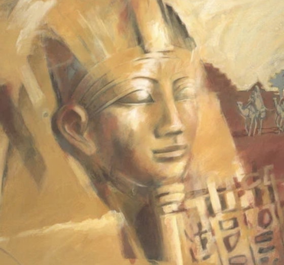 Image 1 of Sumi: "Pharaoh and Caravan." Signed in the plate.