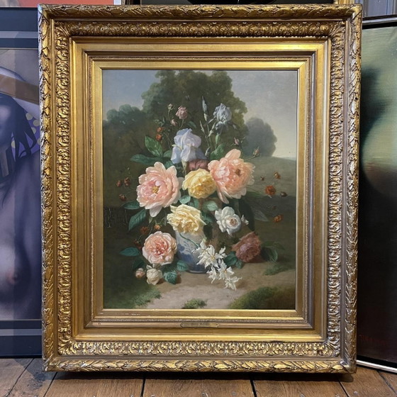Henri Robbe, Bunch of Flowers Still Life, Oil on Panel, 1840s – Paintings & Drawings, Wood (photo 3 of 18)
