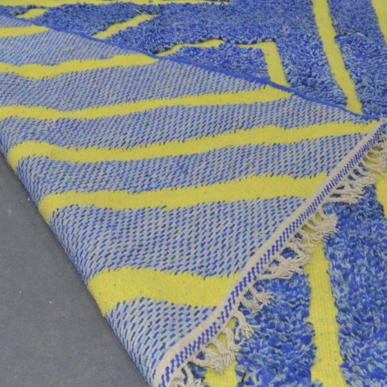 Image 1 of Luxuriöser Beni Mrirt Teppich XXL Blau & Gelb – Handgewebte Wolle (330×250 cm)