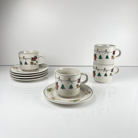 Image 1 of set per 4 persone tazza da caffè/tè natalizia , 1980