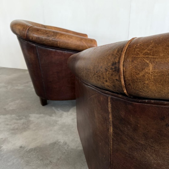 Image 1 of 2 Schapenlederen Fauteuils in Art Deco Stijl