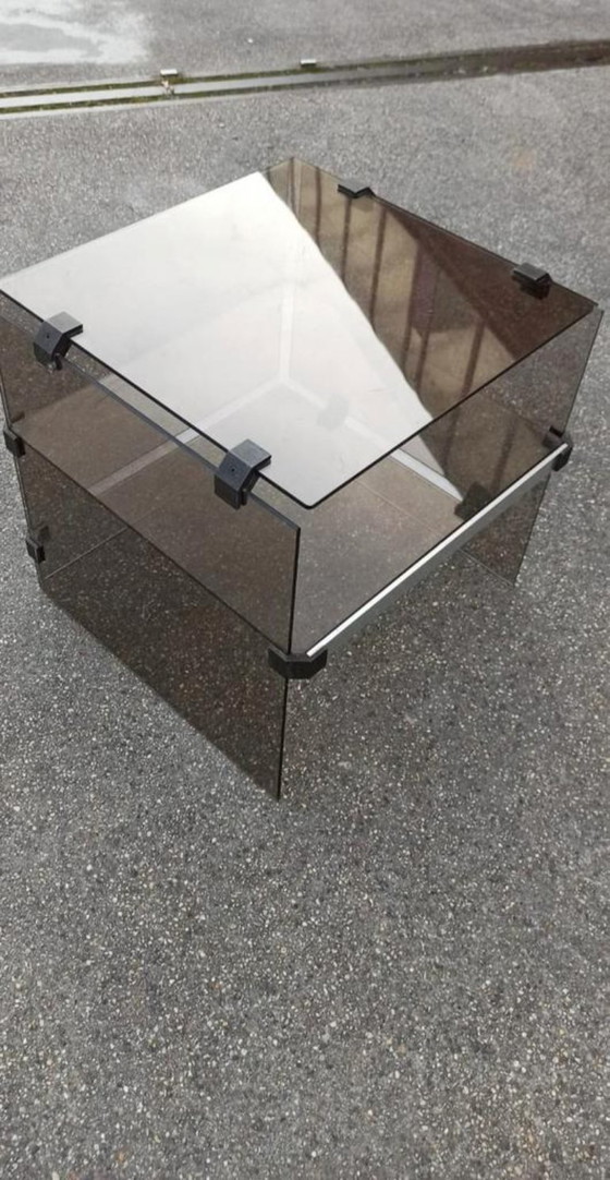 Image 1 of Vintage smoked glass side table