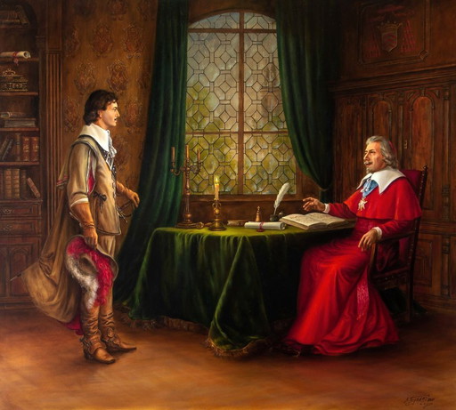 Original Oil Painting You Made A Mistake - Based On A. Dumas's "The Three Musketeers" – schilderijen tekeningen, Canvas