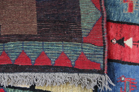 Image 1 of Tappeto orientale persiano Gabbeh Ghashghai originale, 200 cm x 110 cm, naturale antico