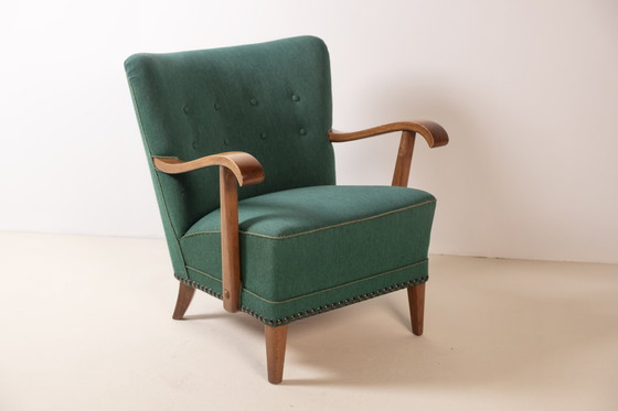 Image 1 of Dänischer Loungesessel im Stil von Fritz Hansen, 1930er Jahre Dänemark