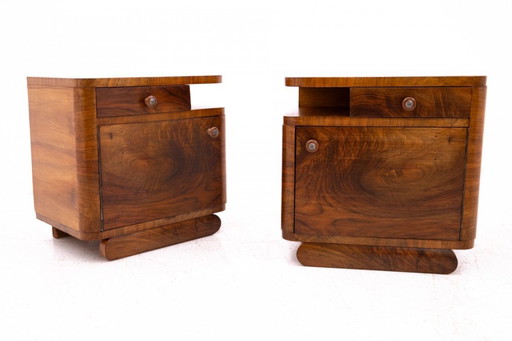 Pair of Art Deco tables from the 1950s, after renovation. Poland.