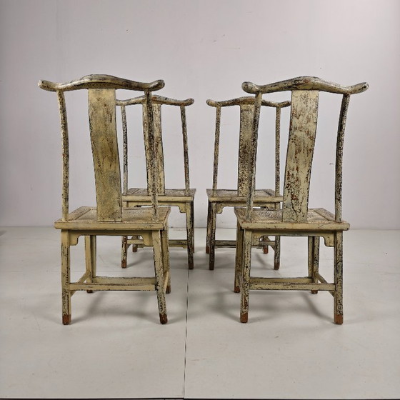 Image 1 of Set di quattro sedie cinesi con schienale a giogo del XIX secolo, circa 1890
