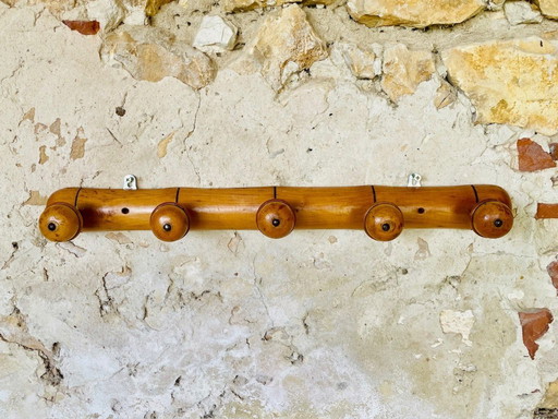 Mid-Century Faux Bamboo Wall Mount Coat Rack