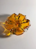 Ciotola di Murano, posacenere in vetro, ambra arancione, estate, ondulato, Italia, anni '70, Venezia