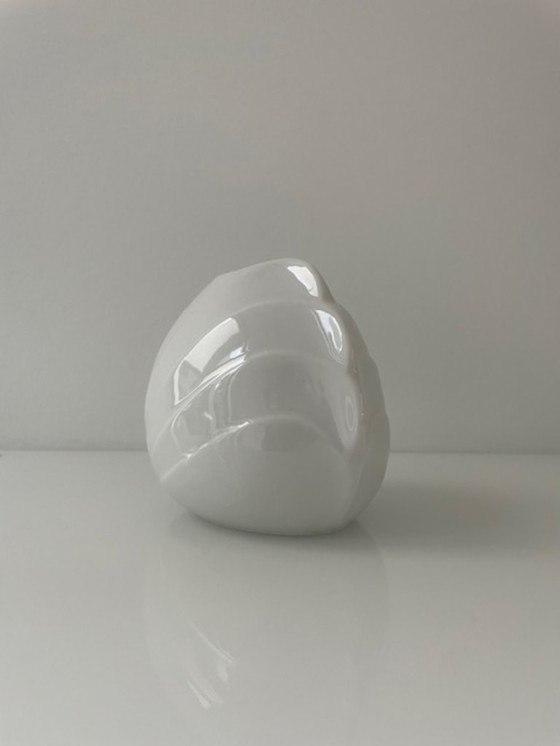 Image 1 of Vintage West German porcelain vase with wave relief