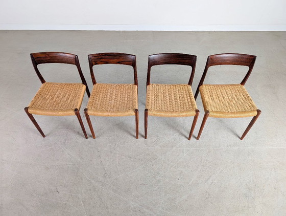 Image 1 of Juego de 4 sillas JL Mollers modelo 75 Niels Otto Møller de palisandro.