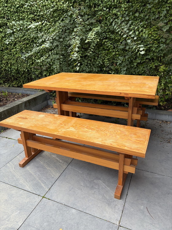 Set da pranzo vintage Wabi Sabi in pino stile Perriand anni Settanta – Wood (photo 4 of 8)