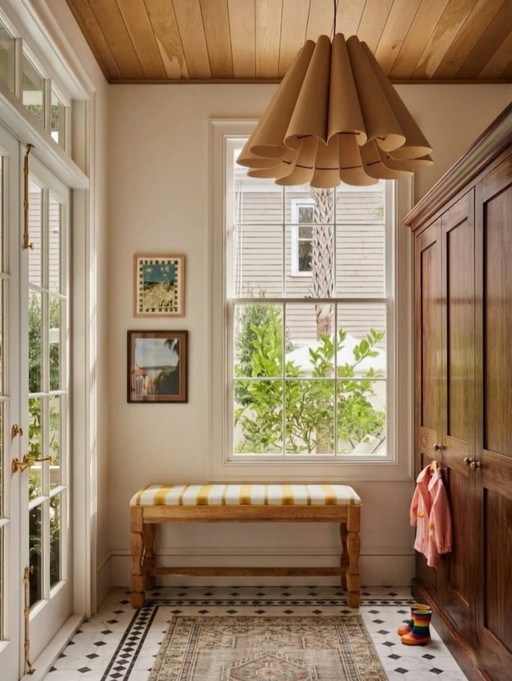 Vintage rustieke eikenhouten bank na renovatie