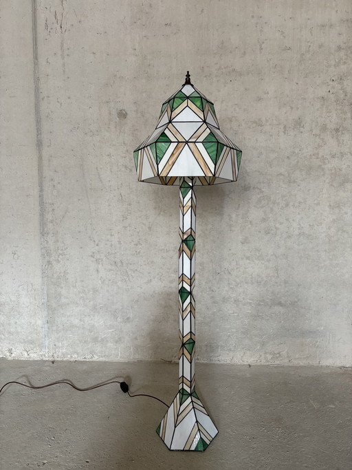 Vintage stained glass floor lamp