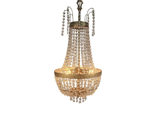 Image 1 of Lampadario - Stile Impero - Cristallo - Ottone - XX secolo