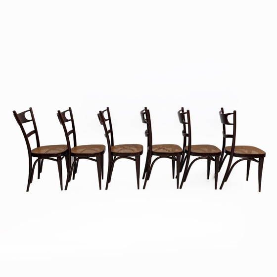 Image 1 of Ensemble de six chaises Thonet napolitaines en hêtre courbé du début du XXe siècle, Sautto & Liberale