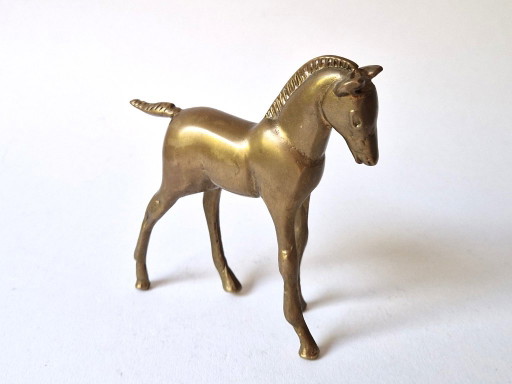 Vintage Copper Foal / Little Horse – beeldhouwkunst, Brass