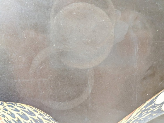 Image 1 of Grande vassoio di metà secolo di Couroc of Monterey | Intarsio Roadrunner | Resina fenolica nera