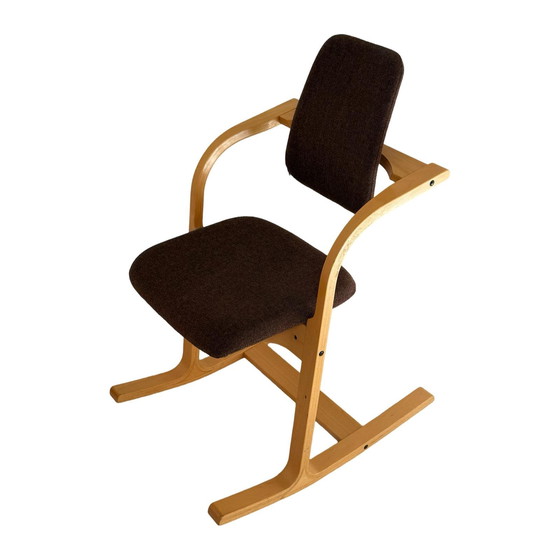 Image 1 of Peter Opsvik - Stokke - Actulum - Ergonomically Shaped Rocking Chair - Brown Upholstery and Wooden Frame
