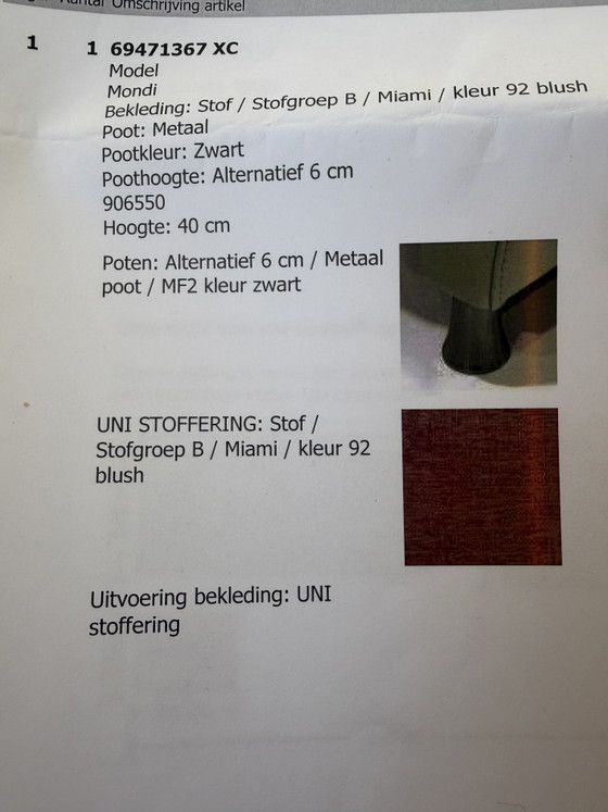 Image 1 of Montel (Mondi) bank/fauteuil/ voetenbank (kleur:Blush)