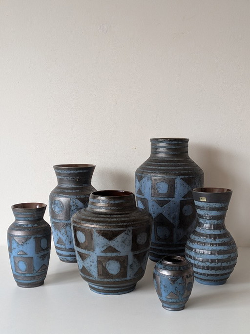 Curated 6-Piece "Ankara" Collection by Carstens Tönnieshof – Iconic Mid-Century Modern West German Fat Lava Pottery