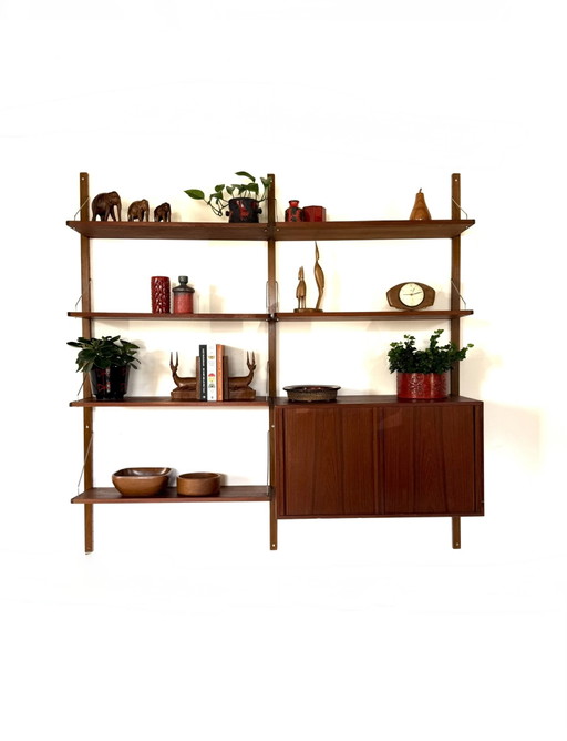 Sistema di pareti modulari danesi vintage in teak anni '60