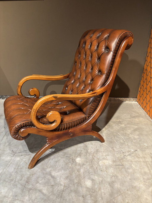 Chesterfield Slipper Armchair + Hocker