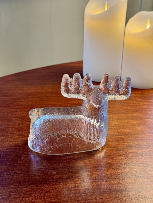 🦌 Vintage Glass Deer 'Danak' Design Pavel Panek For Rudolfova Hut, Sklo Union, 1971