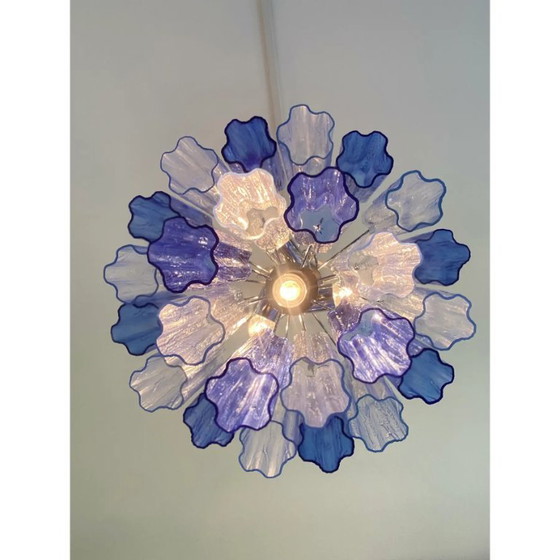 Image 1 of Lámpara de araña Sputnik de cristal de Murano italiano con tronchi azul cielo y azul