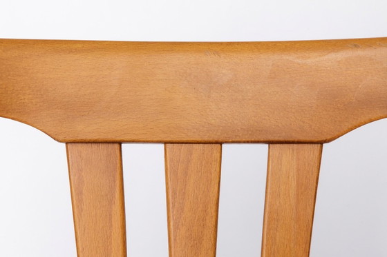 Image 1 of Set of 4 Vintage German Dining Chairs, 1960s, Beechwood Frame, Newly Upholstered in Light Blue Fabric, Mid-Century Modern