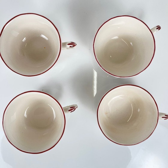 Image 1 of Set of 4 large cups with saucers, Streetlight model by KG Lunéville
