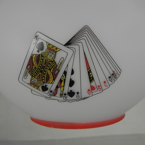 Murano hanglamp met afbeeldingen van speelkaarten in opaline glas, jaren 60 – Hanglampen (photo 13 of 22)