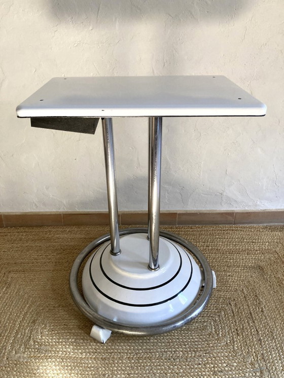Image 1 of Antique cast iron and enameled metal table, ca. 1950