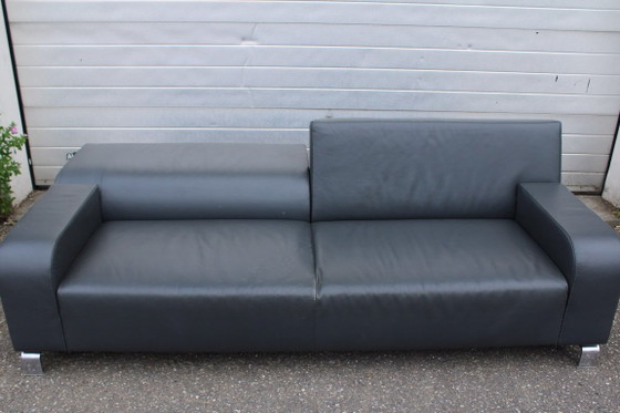 Leolux B-Flat Sofa - Grey Leather, Adjustable Backrests – 3-5 seaters, Metal (photo 5 of 6)