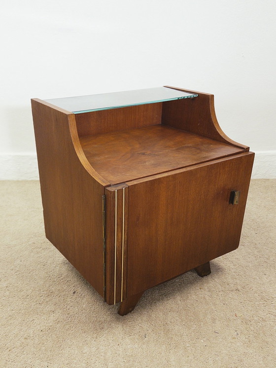 Comodino Mid century, Comodini, Legno, Vetro, Marrone (foto 3 di 7)