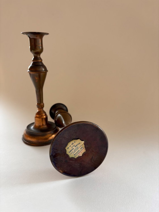 Image 1 of Een paar vintage koperen kandelaars