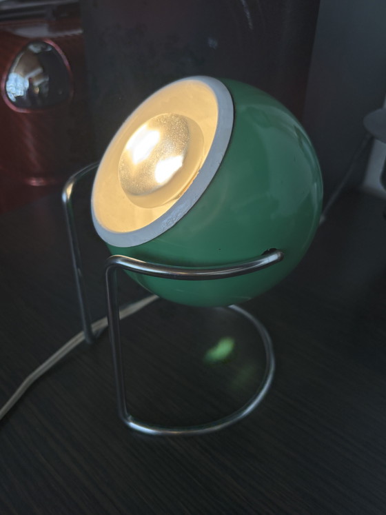 Vintage Eyeball table lamp — Space Age, green, 1970s – Chrome, Metal (photo 5 of 5)