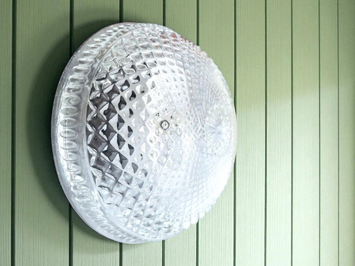Pair of Glass Flush Mount Lights for Wall or Ceiling