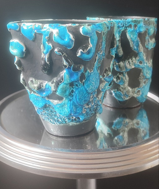 Juego de desayuno, cerámica Cyclope, esmaltes Glacier, Charles Cart