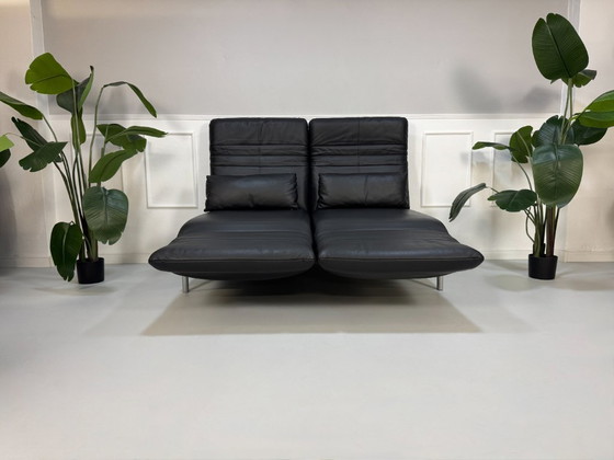 Image 1 of Rolf Benz Plura 380 Multifunctional Leather Black Sofa