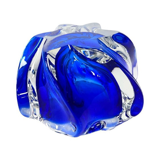 Image 1 of Chřibská Sklarna Cecoslovacchia anni '70 posacenere artistico a forma libera, vetro cobalto