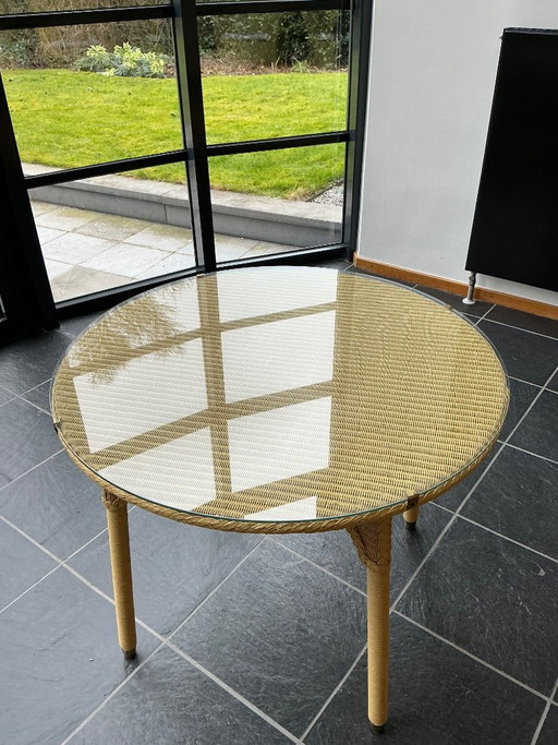 Table de jardin Lloyd Loom (Vincent Sheppard) et 4 chaises assorties. – tuinsets, Glass, Metal (photo 2 of 10)