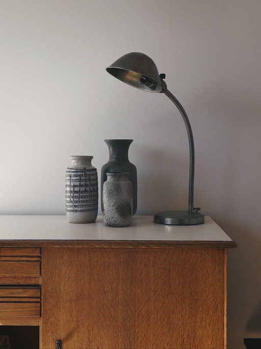 Lampada da scrivania vintage in metallo con collo flessibile