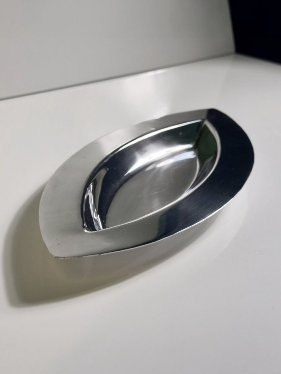 Image 1 of Plat de service argenté en forme d'amande, style années 80, coupe à fruits, plateau, bonbonnière vintage