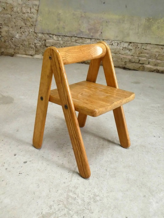 Sedia per bambini in pino di Pierre Grosjean, Belgio, 1970 – Sedie da pranzo, Legno, Vintage (photo 9 of 9)